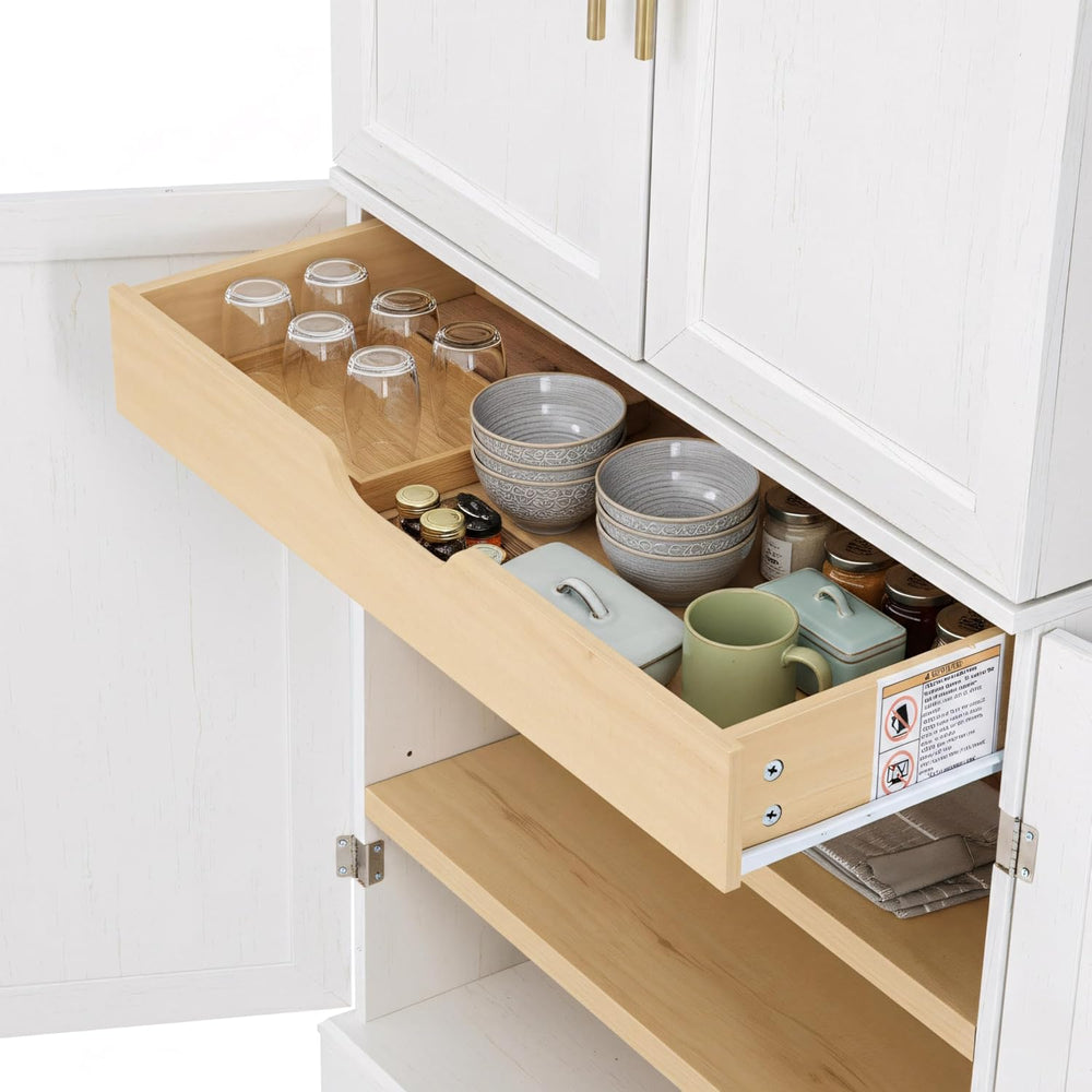78.2" Tall Farmhouse Kitchen Pantry Cabinet with 8 Door Shelves,Storage ...
