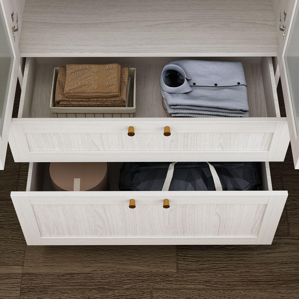 MOUMON Modern Wardrobe with Drawers, Bedroom Armoires with Frosted Glass Door...