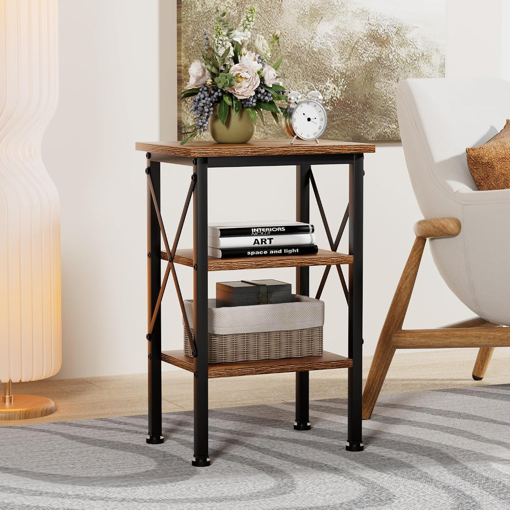 VECELO Modern Nightstands X-Design Side End Table Night Stand with Storage Sh...