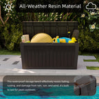 120 Gallon Resin Deck Box，Outdoor Storage Box, Waterproof Lockable Large Storage Bench for Patio Furniture, Pool Accessories & Garden Tools, Brown