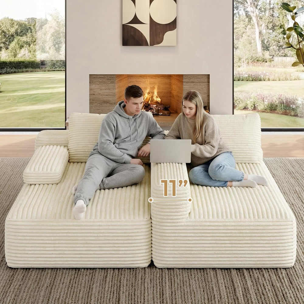 Yaheetech 110" Sectional Sofa Couch with Chaise, Beige | Sectional Sofa ...