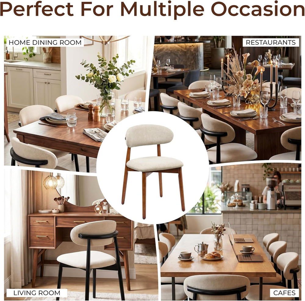Farmhouse Dining Chairs Set of 4, Mid Century Modern Wooden Velvet Fabric Uph...