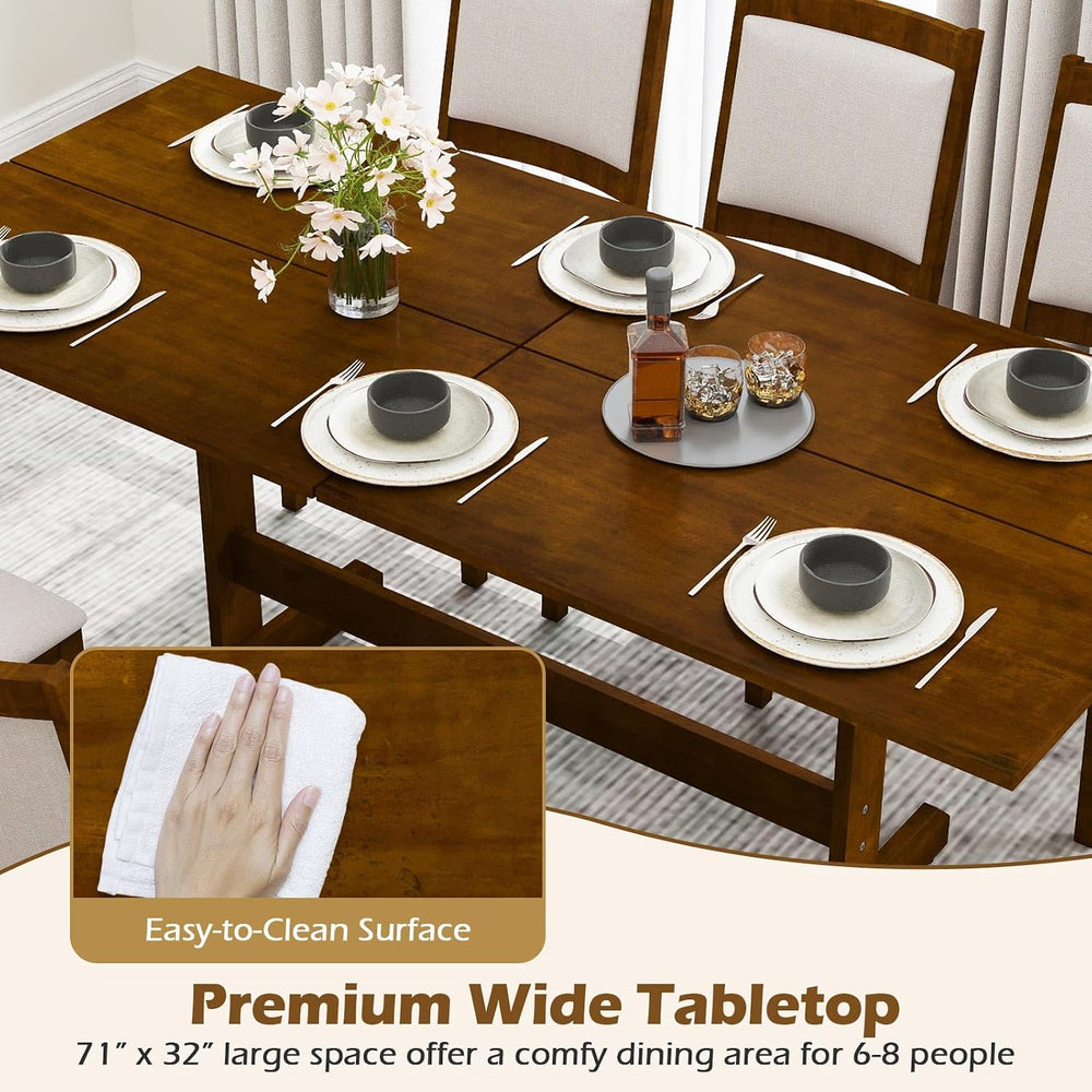 Giantex 71" Dining Table for 6-8, Large Kitchen Table with H-shaped Rubb...