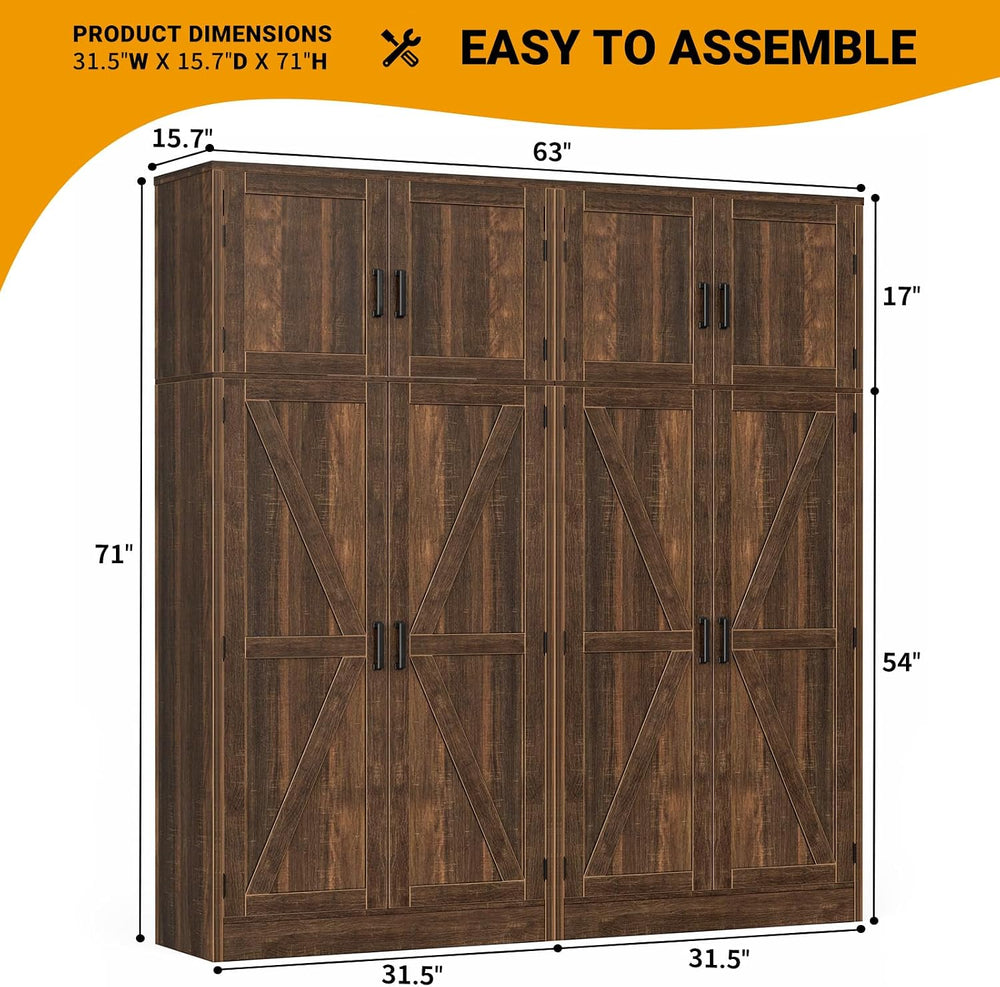 Unikito 71” Kitchen Pantry Storage Cabinet with Adjustable Shelves, 2 Pack | ...