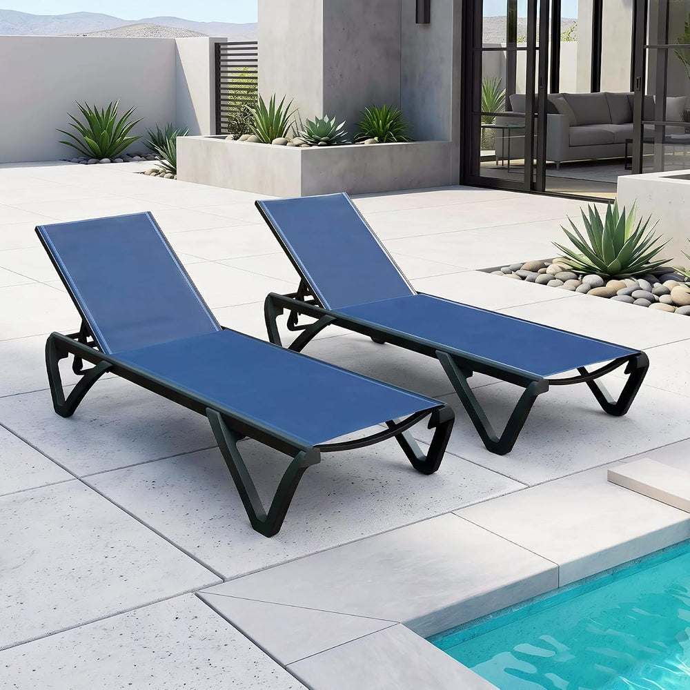 Domi Aluminum Pool Lounge Chair Outdoor Set of 2 Chaise Lounge Outdoor | Whee...