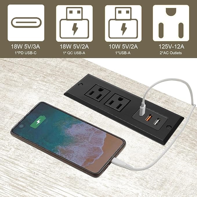 18" Wide End Table with Fast Charging Station Set of 2, 18” Wide Sofa En...