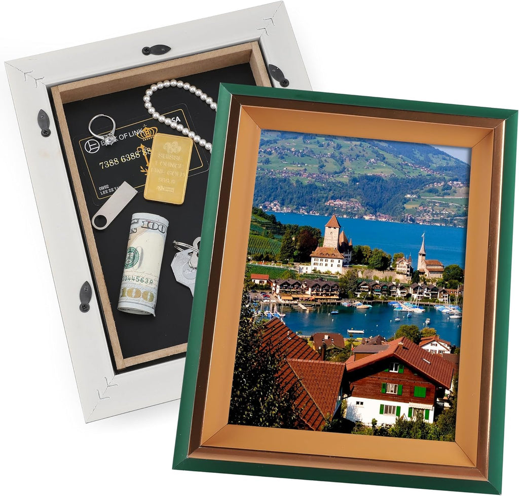 Diversion Safe 7.8"x10" Picture Frame Safe with Secret Compartment for Valuables, Hidden Storage Picture Frame Home Decoration, Wall-Mounted Secret Storage Box for Bedrooms, Living Rooms, and Offices