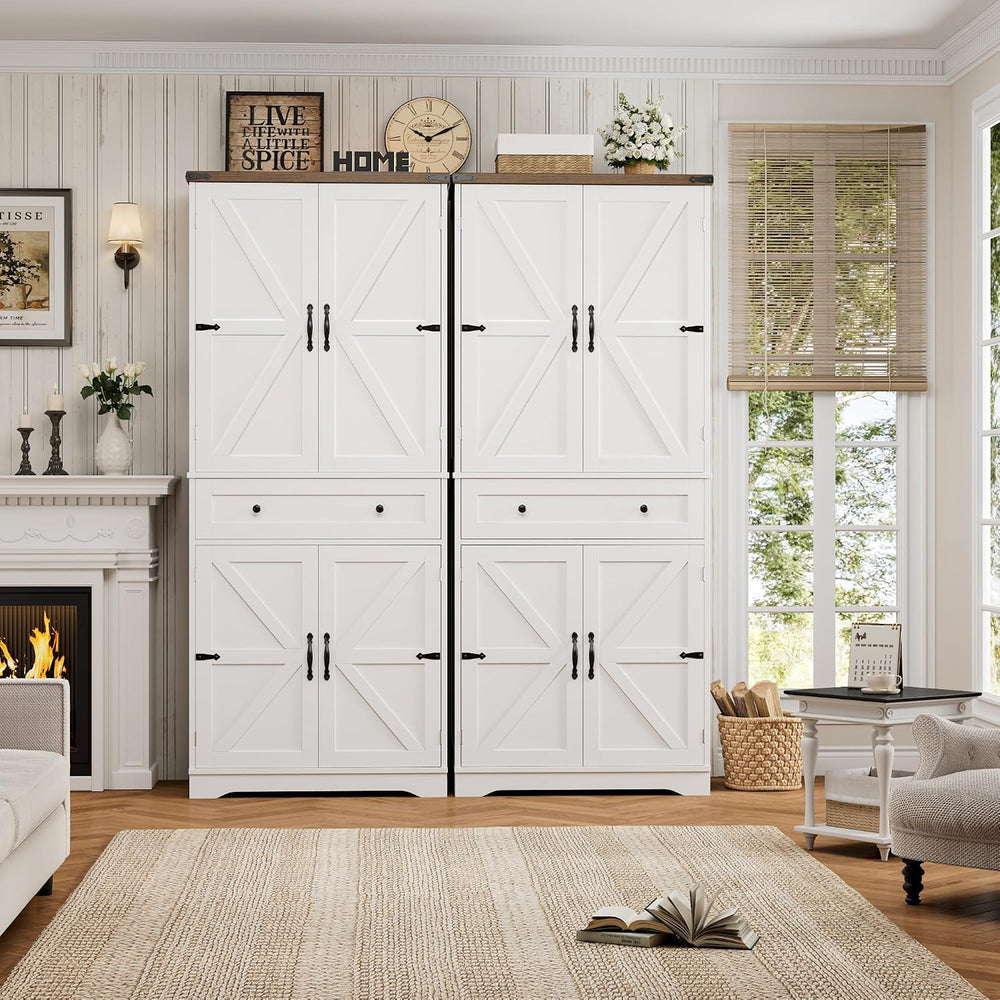 HOSTACK 71" Kitchen Pantry Storage Cabinet, Farmhouse Pantry Cabinet, Wh...