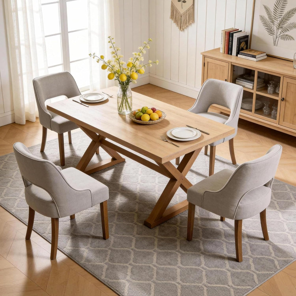 ClinQ Wooden Dining Chairs Set of 6, Modern Fabric Upholstered Kitchen Chairs...