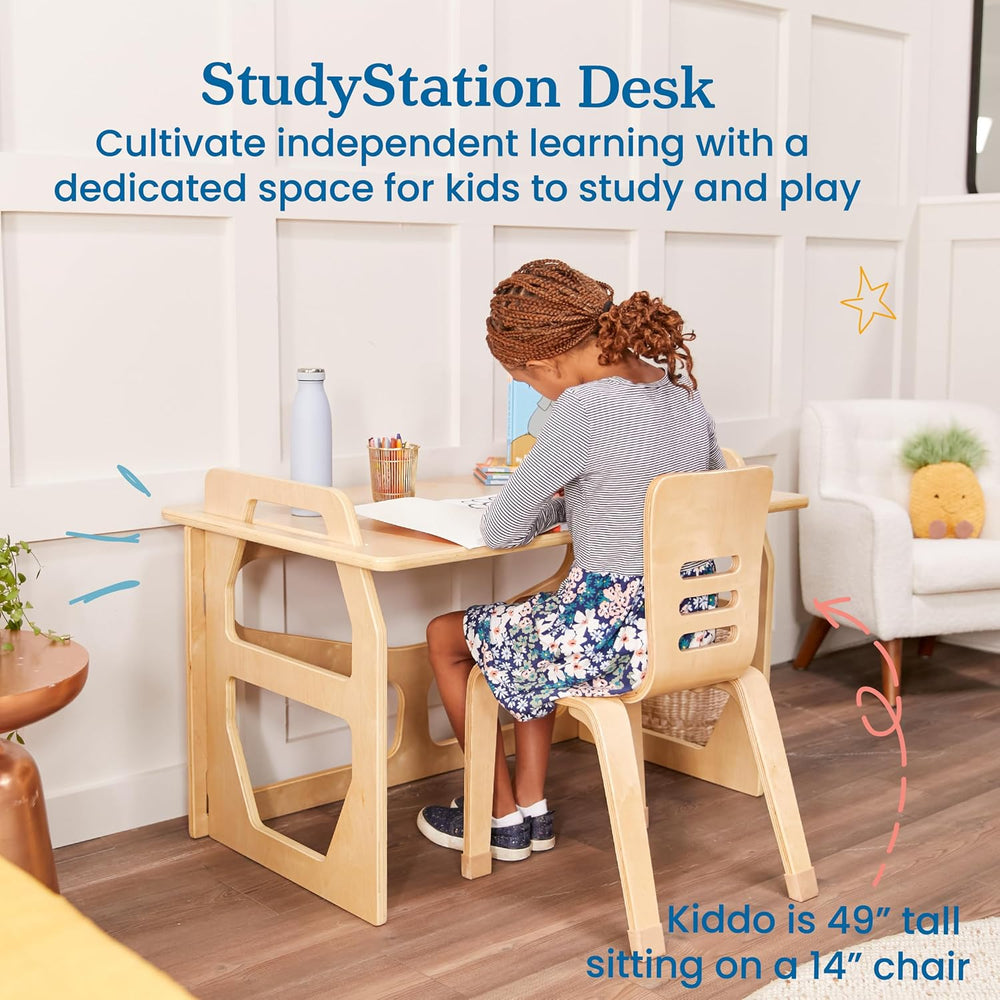 ECR4Kids Wooden StudyStation Student Writing Desk, Montessori Furniture, Natural