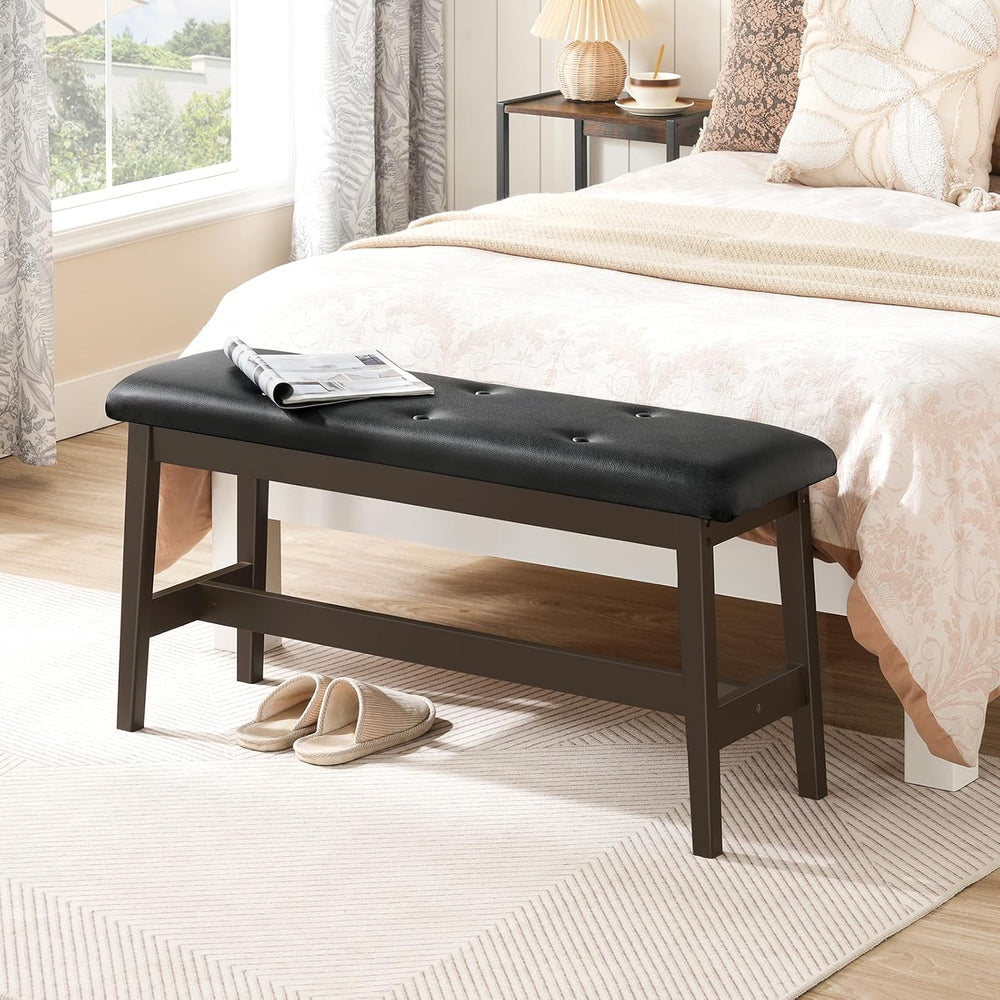 HOOBRO Dining Bench, Bamboo Dining Room Bench with PU Leather Upholstered Sea...