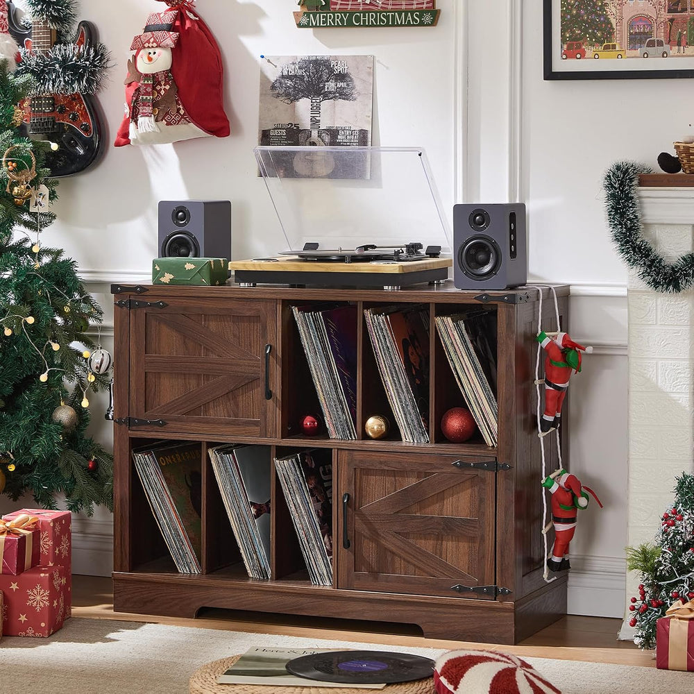 Joaxswe Large Record Player Stand with Vinyl Storage Up to 450 Albums, 39 Inc...