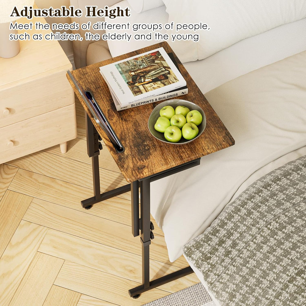 Adjustable Folding TV Tray Table,TV Dinner Small Foldable C-Shaped End Table ...