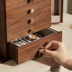 CHOSIN Black Walnut Wooden Jewelry Box, 6-Layer Lockable Wood Jewelry Organizer with Mirror, Side Doors & Brass Handle, Classical Design for Rings, Necklaces, Earrings, Watches, Christmas Gift Idea