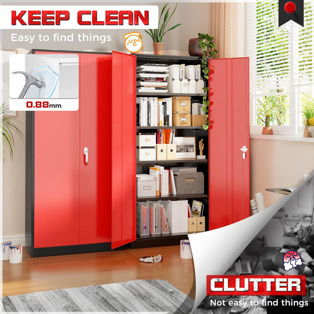 Bonusall 72" Metal Garage Storage Cabinet， Heavy-Duty Steel Cabinet with...