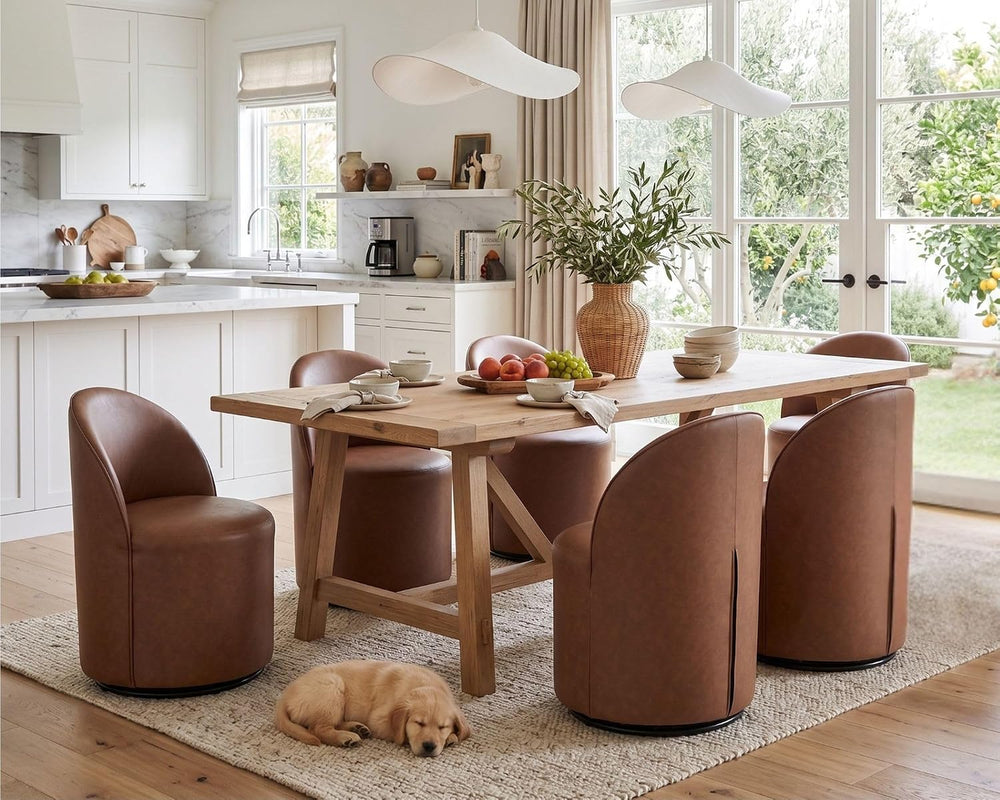 HNY Upholstered Kitchen & Dining Room Barrel Chairs Set of 2, Mid Century...