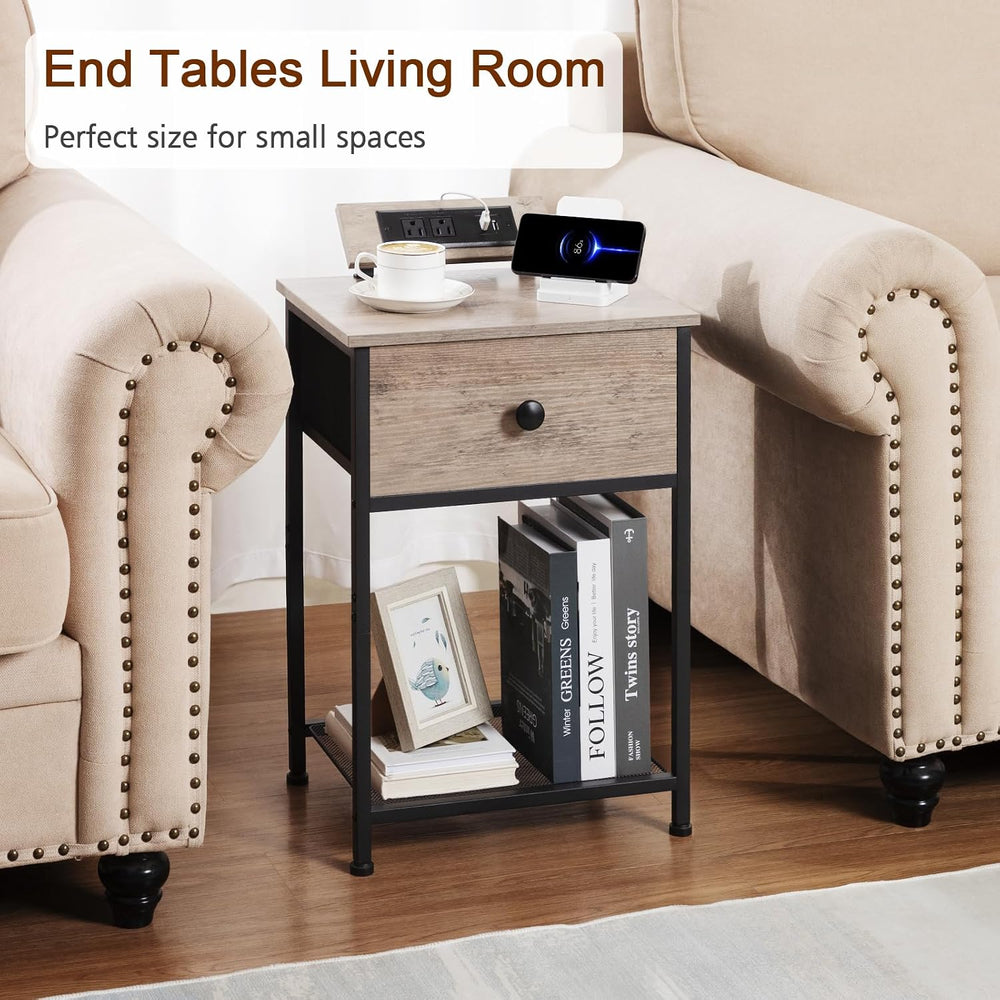 AMHANCIBLE Night Stand, End Tables Living Room Set of 2, Small Nightstand wit...