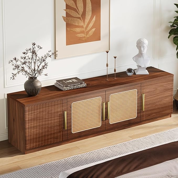 Tribesigns 70.9" TV Stand for Living Room, Mid Century Modern Entertainment Center with 6-Tier Storage Shelf, Wood Long Media Console Television Stands Cabinet for TVs Up to 80 Inches