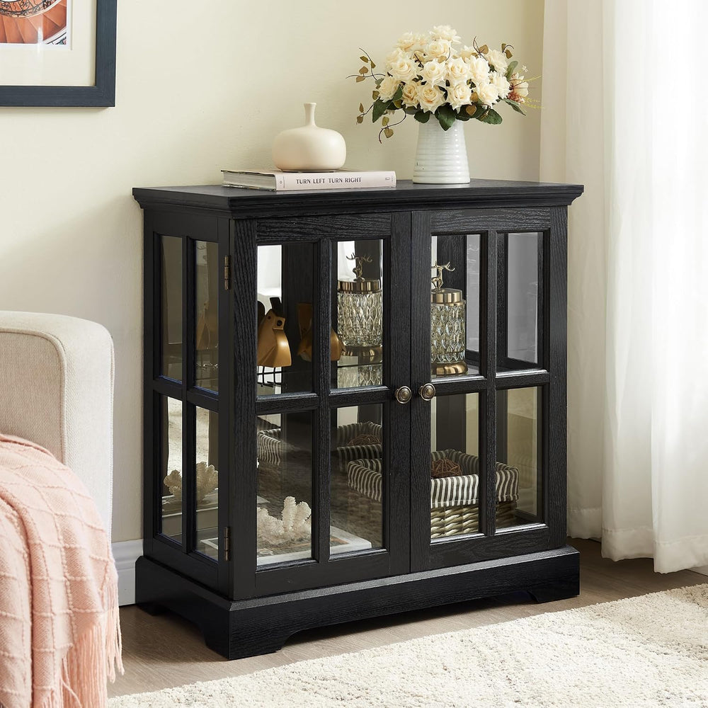 32" H LED Accent Curio Cabinet with 7 Color Lights for Collectibles, Mod...