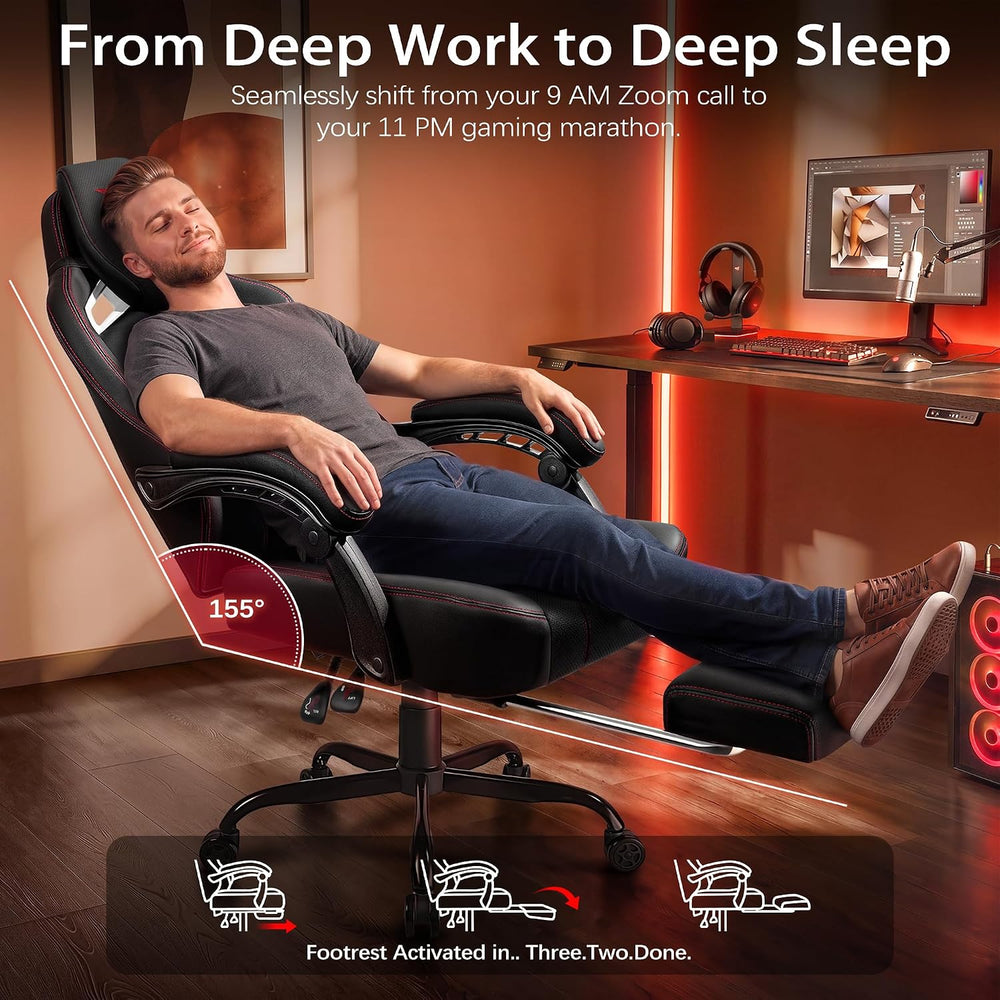 VITESSE Big and Tall Gaming Chair 400lb Capacity with Footrest | Racing-Style...