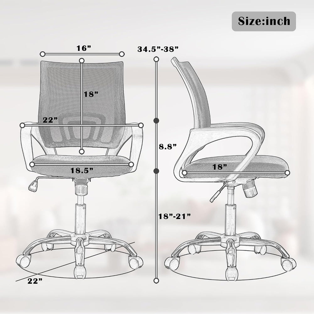 Office Chair, Adjustable Computer Chair with Lumbar Support, Office Desk Chai...