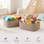 5-Pack Large Woven Rope Storage Baskets, 2 Sizes Organizer Bins | Fabric Cube Boxes and Rectangular Shallow Bins for Closet, Shelf, Bookshelf, Nursery, Changing Table, Bathroom, Toys & Home