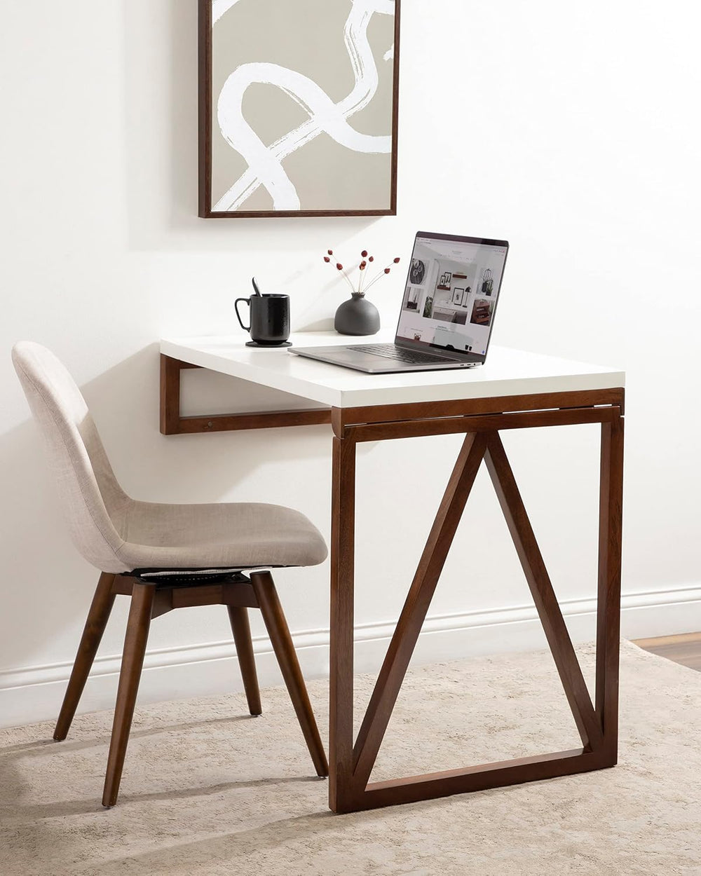 Kate and Laurel Kaya Modern Wall-Mounted Folding Table, 24 x 33 x 31, White a...