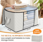 Fab totes 24 Gallons Clothes Storage, Foldable Thick Fabric Blanket Storage Bags, Containers for Organizing Bedroom, Closet, Clothing, Comforter, Organization with Handle (8 Pack,Ivory)