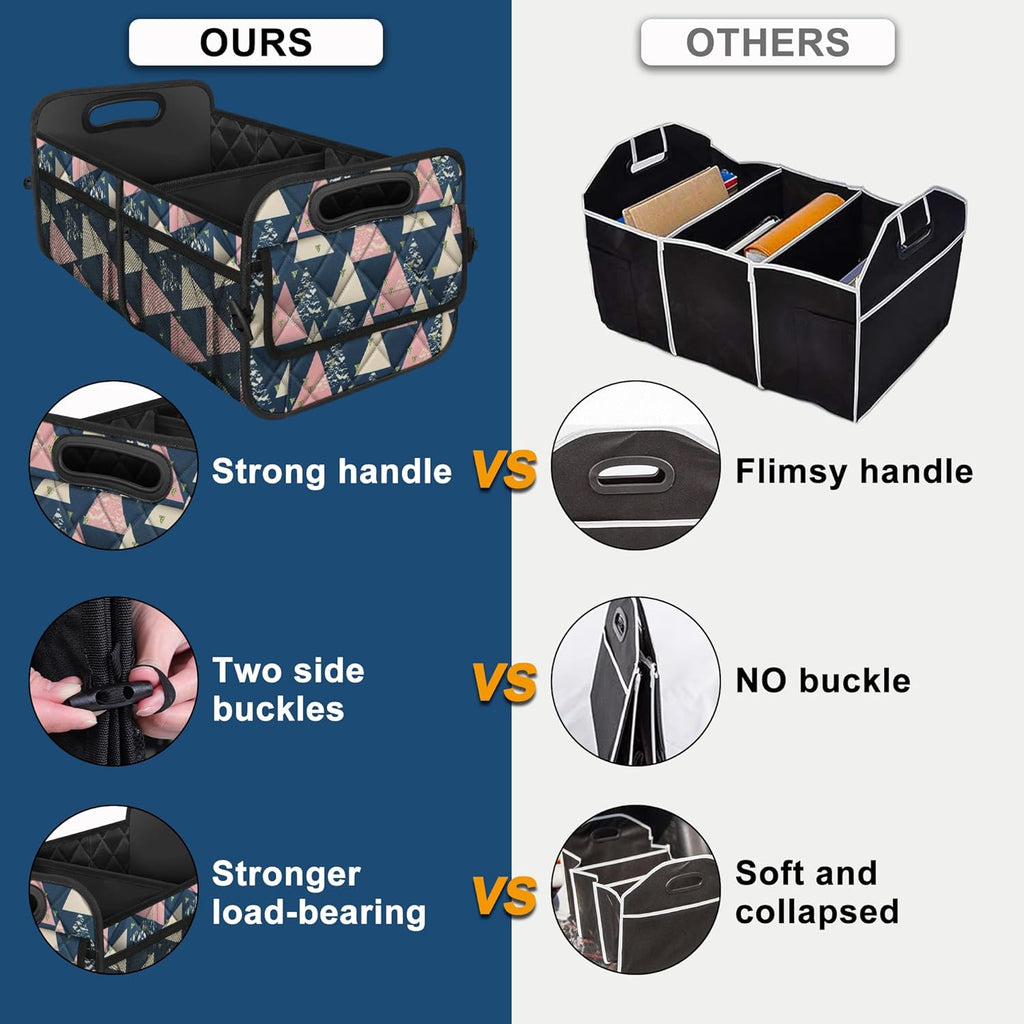 Deosk Trunk Organzier and Storage with 6 Big Pocket,Car Accessories for Women/Men 50L Waterproof Polyester for Car/SUV/Minivan/Truck(Medium, Triangle)