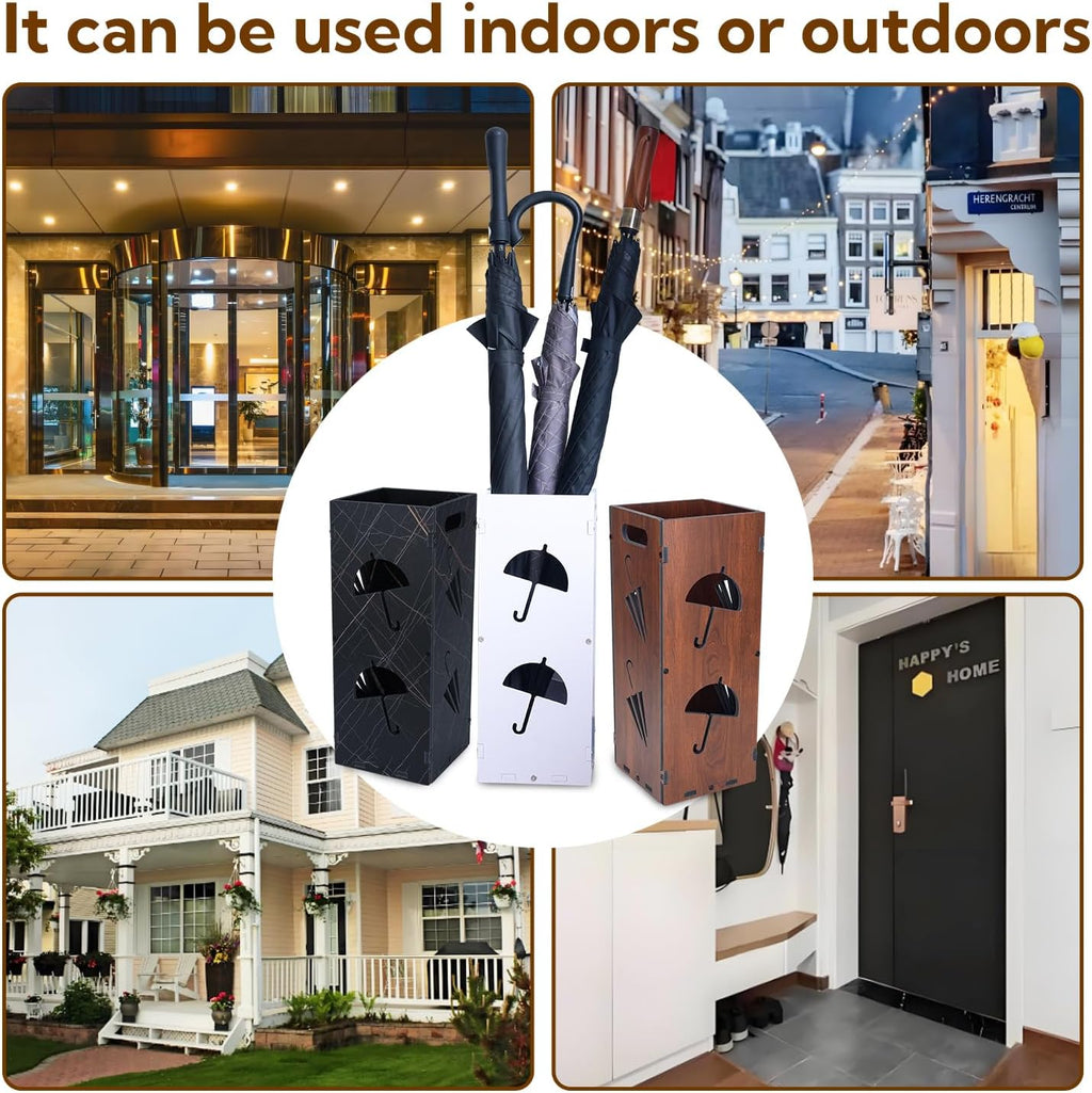 White Square Umbrella Organizer, Umbrella Stand for Entryway, Storage Bin Freestanding for Home, Office, Hotel