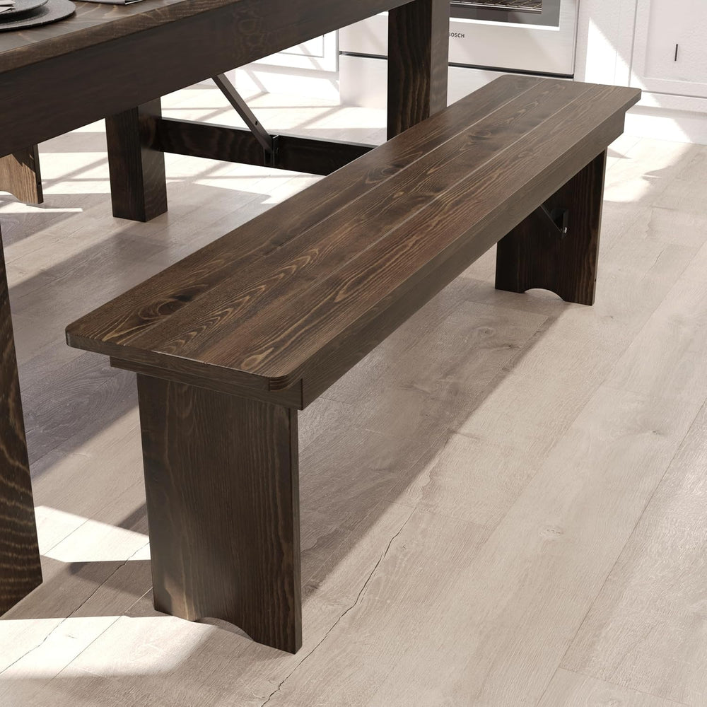 Flash Furniture Hercules 60x12 in Commercial Folding Bench, Rustic | Foldable...
