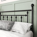Allewie 14 Inch Full Size Metal Platform Bed Frame with Victorian Vintage Headboard and Footboard/Mattress Foundation/Under Bed Storage/No Box Spring Needed/Easy Assembly/Noise Free/Black