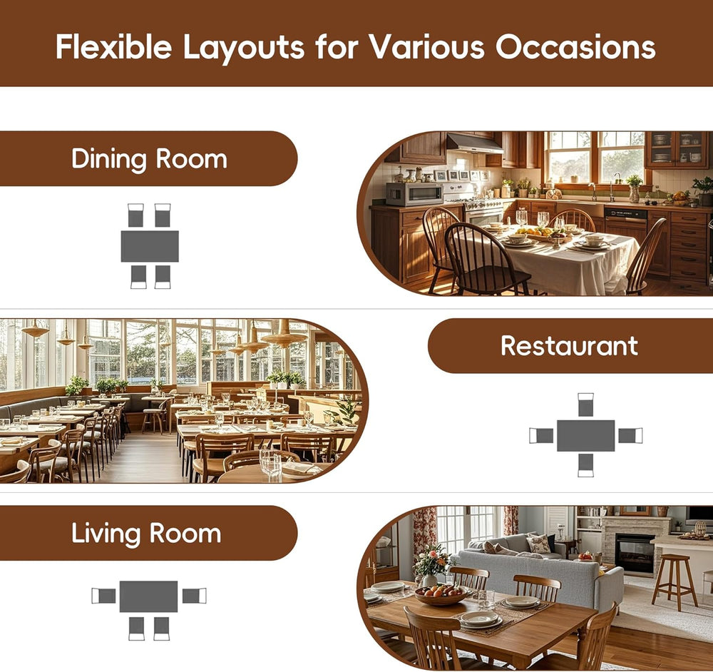 MU 5 Piece Dining Table Set for 4, Rectangular Wood Kitchen Table Chairs Set ...