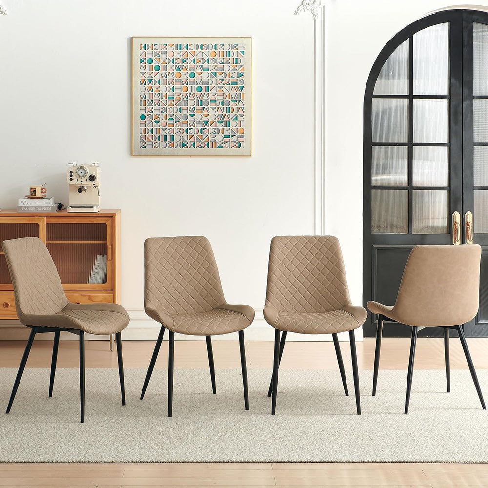 Dining Chairs Set of 4, Modern Upholstered Faux Leather Dining Room Chairs wi...