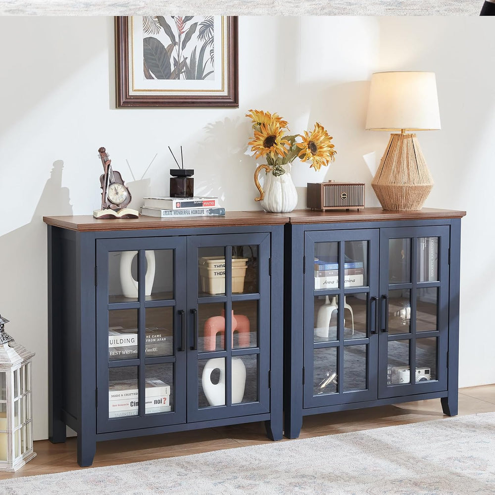 Joaxswe Large Sideboard Buffet Cabinet with Storage, 32" Farmhouse Navy ...