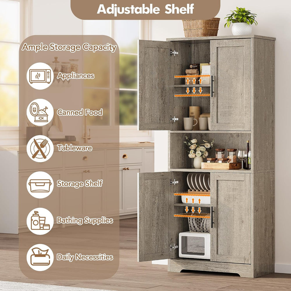 GarveeHome Tall Storage Cabinet, 70 in Kitchen Pantry Cabinet with Doors and ...