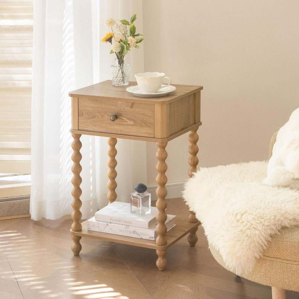 AWASEN Night Stand, Wood End Table with Drawer for Living Room, Small Bedside...
