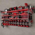 48" Large Power Tools Organizer Wall Mount,12 Drill Holder for Garage, Workshop Heavy Duty Storage Rack (Red)