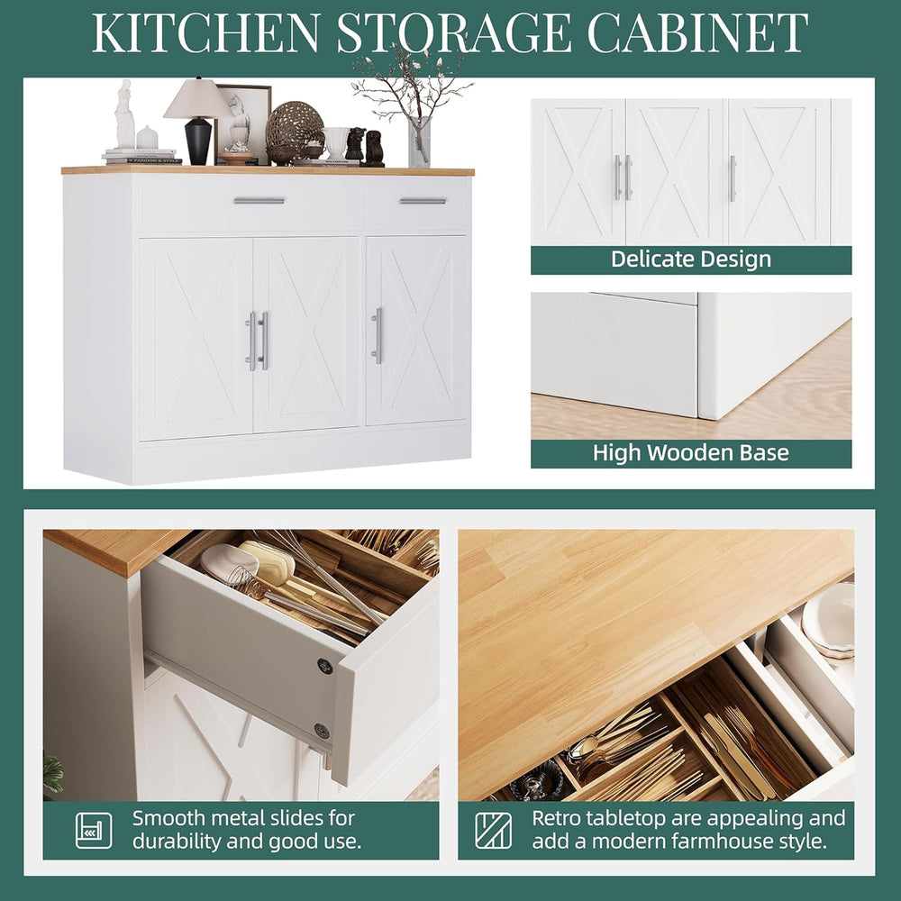 Shintenchi Modern Farmhouse Sideboard Buffet Cabinet with Storage with 3 Door...