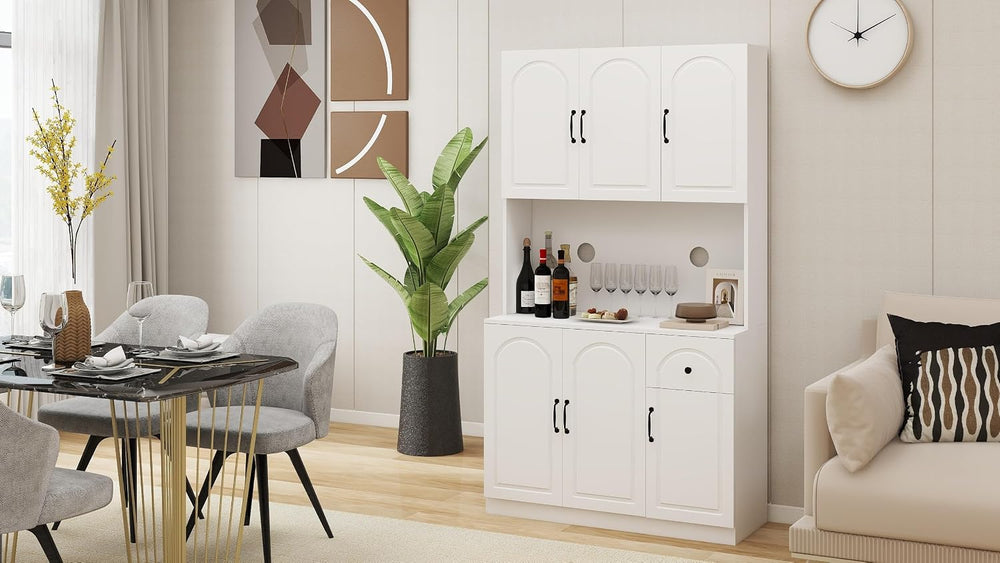 71" Tall Kitchen Pantry Storage Cabinet, Modern Kitchen Hutch Cabinet wi...
