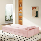 Convertible Folding Sofa Bed, 2-in-1 Full Size Floor Boneless Couch Bed, Corduroy Loveseat sleeper Couch Floor Sofa, Memory Foam Sleeper SofaBed, Small couches for small spaces, No Assembly, Baby Pink