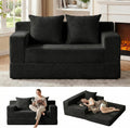 Erament Loveseat Boneless Convertible Sofa Bed, Folding Floor Futon Sleeper Sofa Couch Bed- Boneless Foldable Couch, Corduroy Pull Out Sofa Bed with 2 Pillows for Living Room & Bedroom