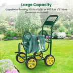 Goplus Garden Hose Reel Cart, 300 FT of 5/8" Large Capacity, Heavy-Duty Metal Hose Cart w/ 4 Wheels, Storage Basket, Portable Water Hose Organizer for Outside Yard, Outdoor Planting Tool (Blue)