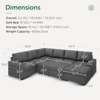HONBAY Sectional Sleeper Sofa with Pull Out Bed U-Shape Sectional Couch Sleeper Bed with Storage Chaise 6 Seater Sleeper Sectional Sofa, Light Grey