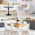 SUPER DEAL Modern Dining Chairs Set of 4 Plastic DSW Shell Lounge Chair Mid Century Side Chairs with Solid Wood Legs for Living Room, Kitchen, Dinning Room, Bedroom, White