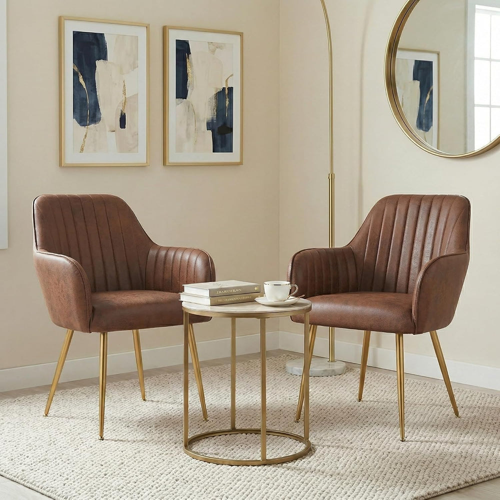 Set of 4 Dinning Chairs, Upholstered Accent Chairs with Black Finished Metal ...