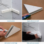 Palisade Vinyl Waterproof Corner Shower Shelf in Frost Nickel