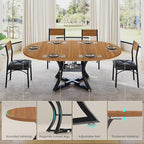 Itaar Round Extendable Dining Table Set for 4-6 People, 5-Piece Kitchen Table Set with 4 Cushion Chairs, Dining Room Table for 6 with MDF Board & Metal Frame for Small Space, Easy Clean, Brown