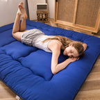 MAXYOYO Japanese Floor Mattress Futon Mattress, 4" Thicken Tatami Mat Sleeping Pad Foldable Roll Up Mat Boys Girls Dormitory Pad Kids Floor Lounger Pillow Bed, Charcoal Grey, Queen Size