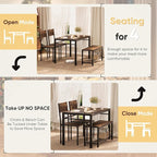 Shahoo Kitchen Table and 2 Chairs for 4 with Bench, 4 Piece Dining Sets for Small Space, Brown